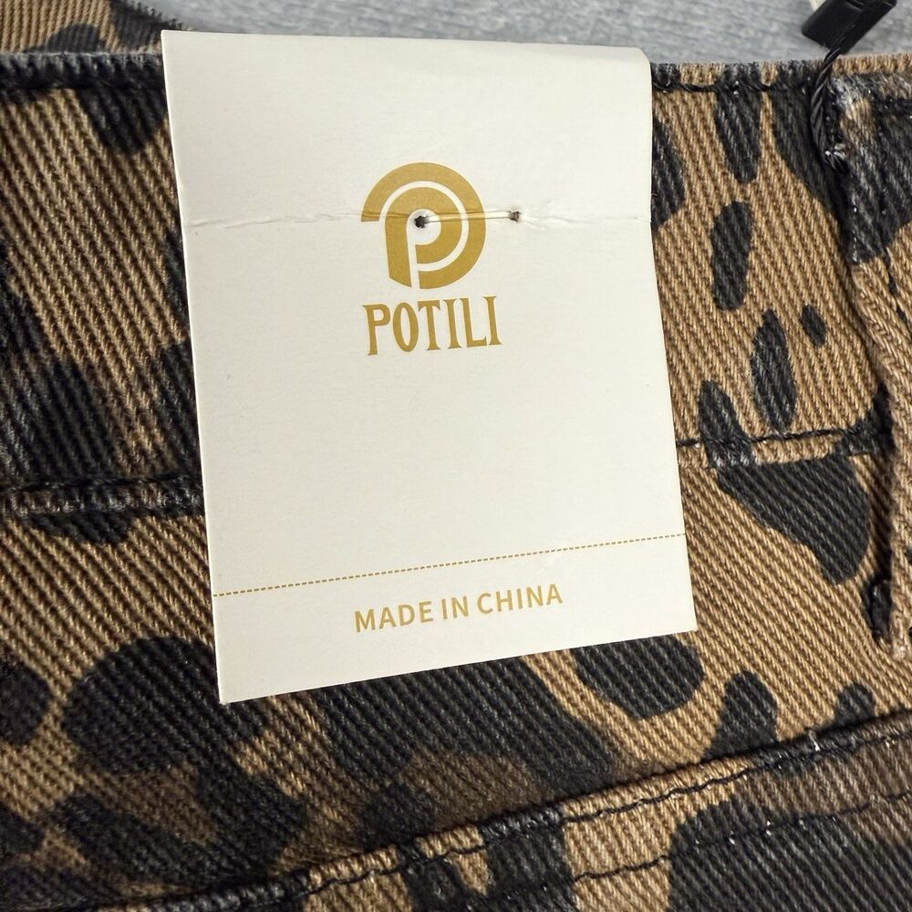 Potili Pants Jeans Women’s Size 12 Wide Leg Leopard Print Fashion Style New - Picture 3 of 10